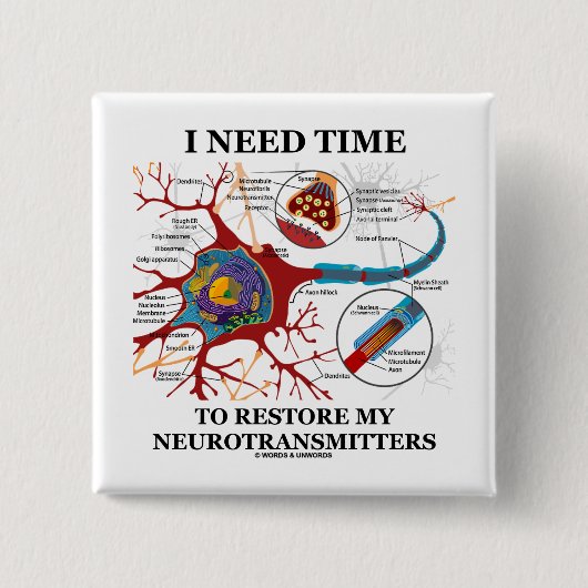 Ich benötige Zeit, meine Neurotransmitter wieder Button (Vorderseite)
