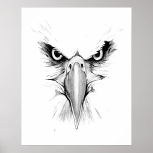 Ich beobachte dich. Eagle Headface Tattoo Poster