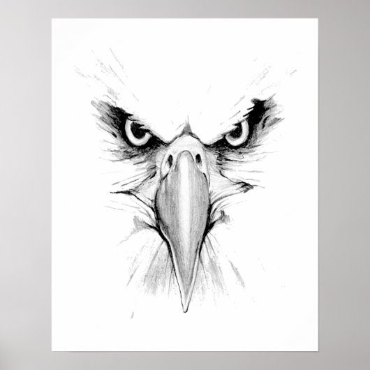 Ich beobachte dich. Eagle Headface Tattoo Poster (Vorne)