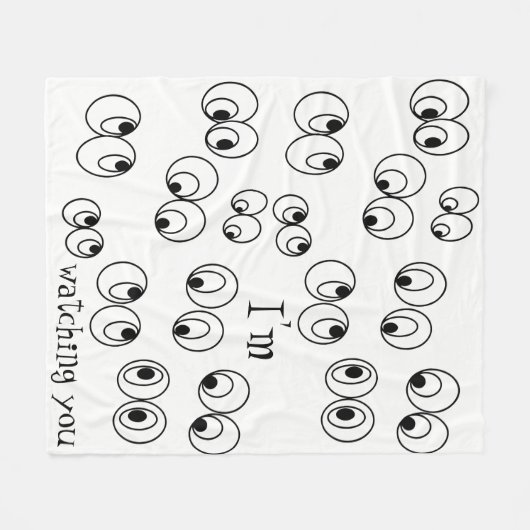 Ich beobachte dich Funny Black and White Eyeballs Fleecedecke (Vorderseite (Horizontal))