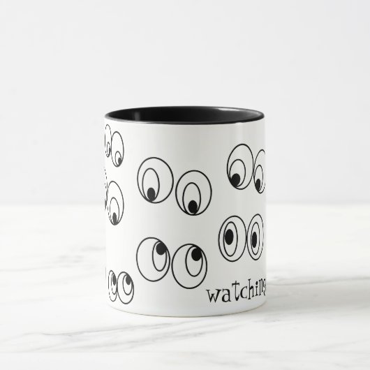 Ich beobachte dich Funny Black and White Eyeballs Tasse (Zentrum)