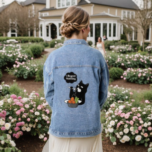 „Ich bereue nichts“ Katze essend T-Shirt Jeansjacke