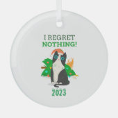 Ich bereue nichts Weihnachtskatze Ornament Aus Glas (Vorderseite)