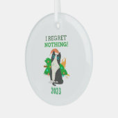 Ich bereue nichts Weihnachtskatze Ornament Aus Glas (Vorderseite links)