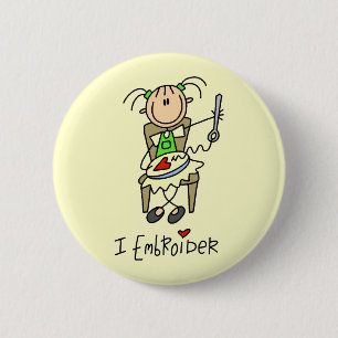 Ich besticke T-Shirts und Geschenke Button