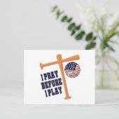 Ich bete, bevor ich Basebal Game spiele Postkarte (Stehend Vorderseite)