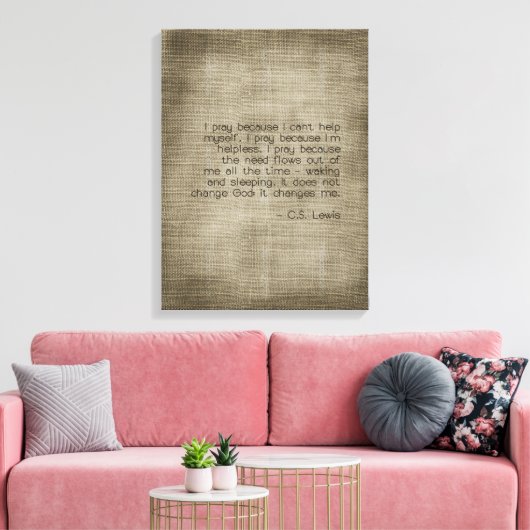 "Ich bete weil..." Leinwand (Insitu (Wohnzimmer))