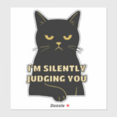 Ich beurteile dich leise - Funny Black Cat Sticker (Blatt)