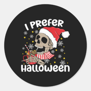 Ich bevorzuge Halloween Funny Skeleton Weihnachten Runder Aufkleber