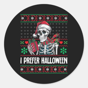 Ich bevorzuge Halloween-Skelett-Weihnachten-Famili Runder Aufkleber