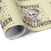 Ich bevorzuge Halloween Spooky Xmas Skeleton Gothi Geschenkpapier (Rolleneckpunkt)