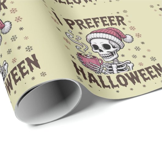 Ich bevorzuge Halloween Spooky Xmas Skeleton Gothi Geschenkpapier (Rolleneckpunkt)