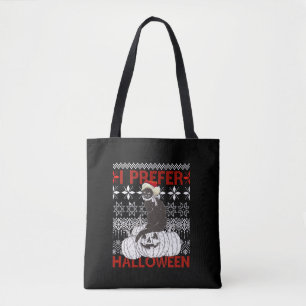 Ich bevorzuge Halloween Weihnachten schwarze Katze Tasche