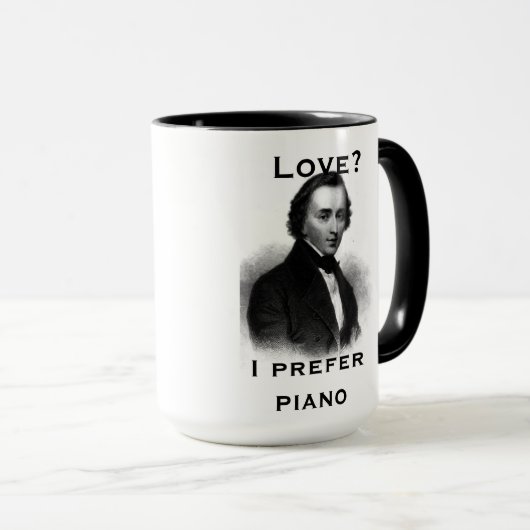 "Ich bevorzuge Klavier" Tasse (VorderseiteRechts)