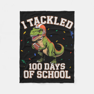 Ich bewältigte 100 Tage Schul Dino T-Rex Fußabdruc Fleecedecke