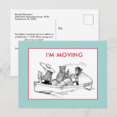 Ich bewege Vintage Bootreisende Mint Blue Ankündigungspostkarte (Vorne/Hinten)