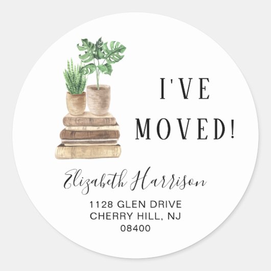 Ich bewegte Boho Pflanze Rücksendeadresse Runder Aufkleber (Vorderseite)