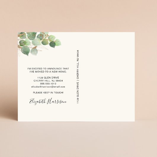 Ich bewegte Eukalyptus-Wasserfarbenbewegung Ankündigungspostkarte