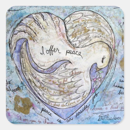 Ich biete Frieden Quadratischer Aufkleber (Vorderseite)