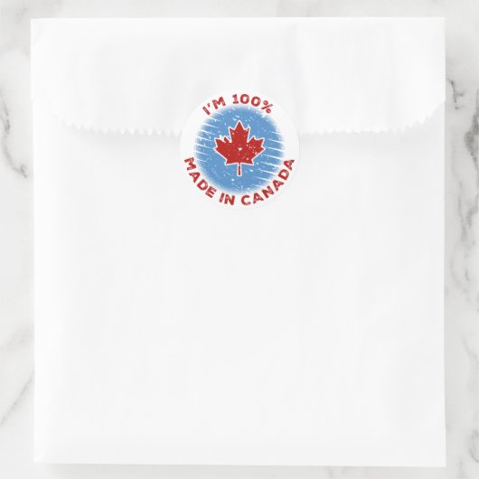Ich bin 100% Made in Canada Slogan für Proud Kanad Runder Aufkleber (Tasche)