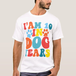 Ich bin 10 in Hunde Jahre 70. Geburtstag Groovy Hu T-Shirt