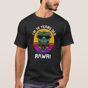 Ich bin 10 Jahre alt Rawr Retro Dinosaurier Sunset T-Shirt