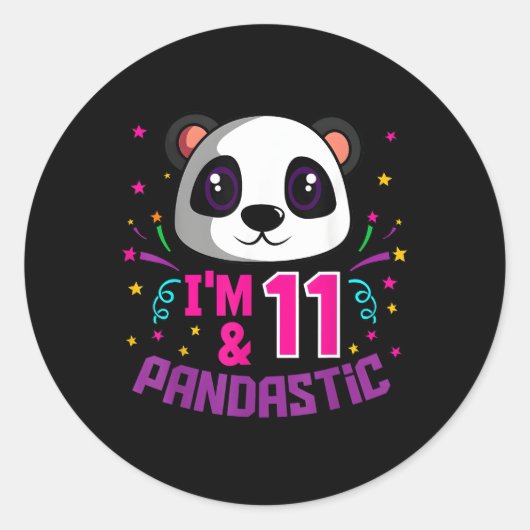 Ich bin 11 Pandastic Py Panda Bday Celebration Runder Aufkleber (Vorderseite)