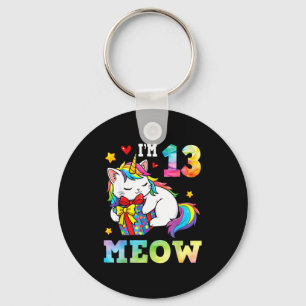 Ich bin 13 Jahre alt Miau Katze Einhorn 13. Geburt Schlüsselanhänger