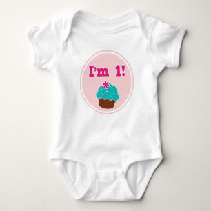 Ich bin 1 Cupcake Geburtstag Baby Strampler
