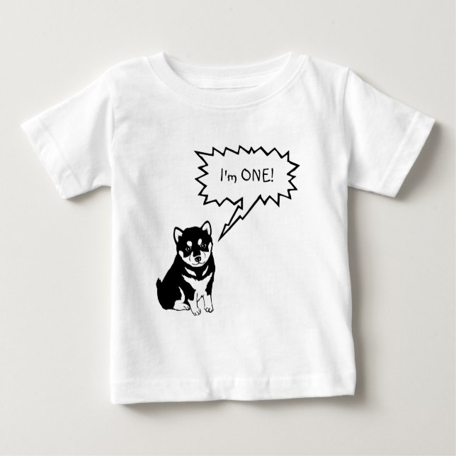 Ich bin 1 Dog Speech Bubble Kleinkind Baby Shirt (Vorderseite)