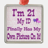 Ich bin 21-ID-Ornament Silbernes Ornament (Vorne)