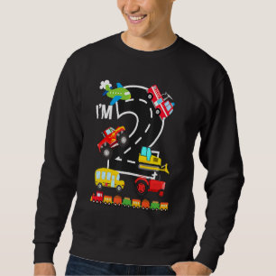 Ich bin 2. Geburtstag LKWs Transportation Sweatshirt
