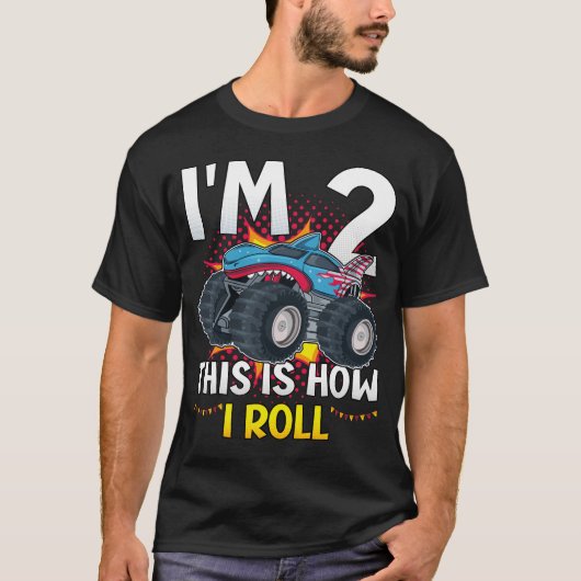 Ich bin 2 So rolle ich Monster Truck Men T-Shirt (Vorderseite)