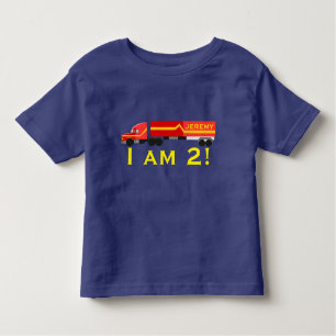 "Ich bin 2!" U. Name mit des Rotes LKW halb Kleinkind T-shirt
