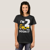 Ich bin 2 und graben es Bauwagenbagger T-Shirt (Vorne ganz)