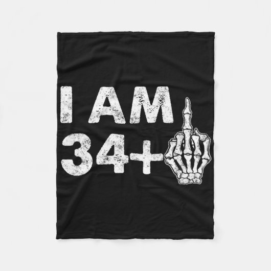 Ich bin 35 Jahre alt Funny Skeleton Middle Finger Fleecedecke (Vorderseite)