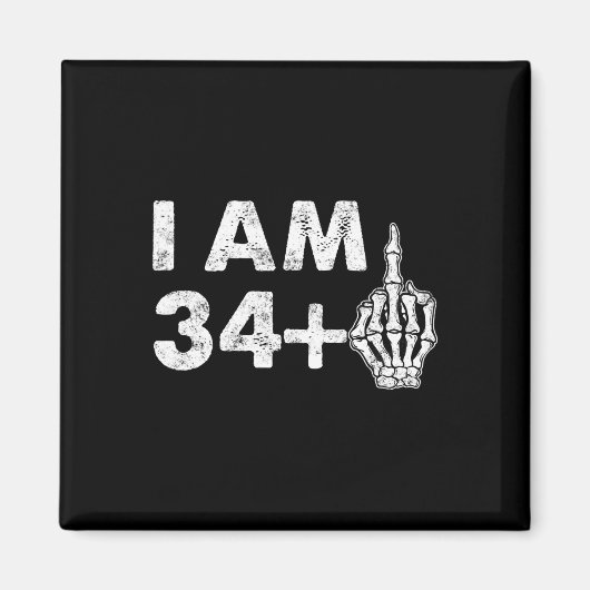 Ich bin 35 Jahre alt Funny Skeleton Middle Finger  Magnet (Vorne)