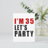 Ich bin 35. Lass uns Party haben Einladungspostkarte (Stehend Vorderseite)
