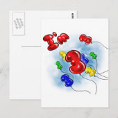 Ich bin 3! Ballons Postkarte (Vorne/Hinten)