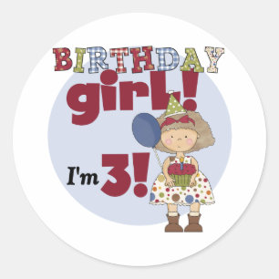 Ich bin 3 Geburtstag Girl Tshirts und Geschenke Runder Aufkleber