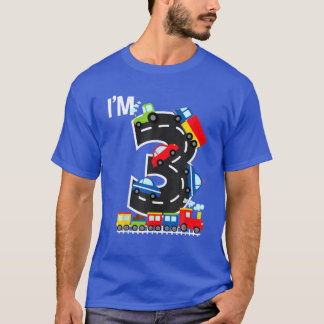 Ich bin 3 Geburtstag Junge 3Rd Bday Trains Cars Tr T-Shirt