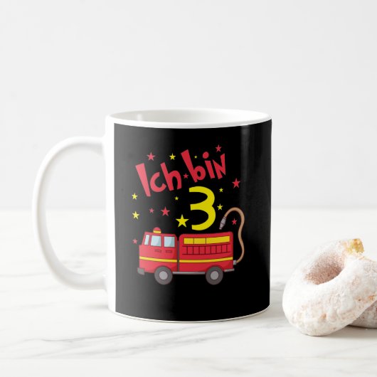 Ich bin 3 Jahre alt Feuerwehrauto Geburtstag Kaffeetasse (Mit Donut)