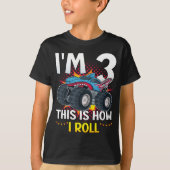 Ich bin 3 So rolle ich Monster Truck Boy T-Shirt (Vorderseite)