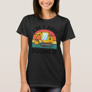 Ich bin 3 und graben es 3. Geburtstag Bagger Kinde T-Shirt