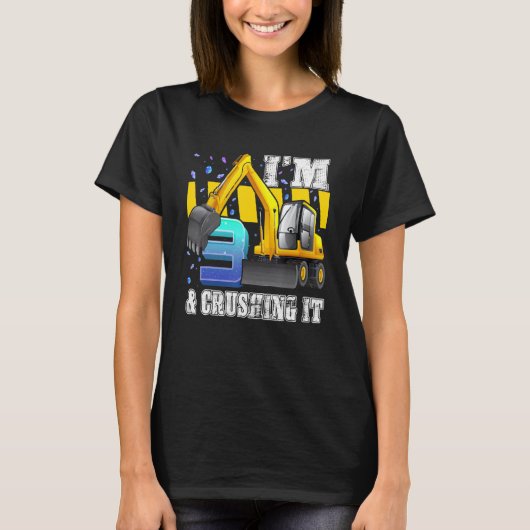Ich bin 3 und zerstöre es Baubagger 3. B T-Shirt (Vorderseite)