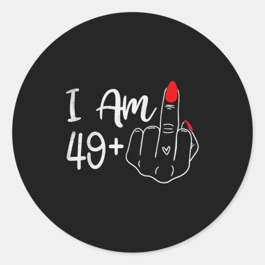Ich bin 49 Plus 1 Mittelfinger Lustiger 50. Geburt Runder Aufkleber (Vorderseite)