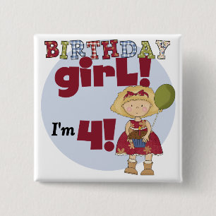 Ich bin 4 Geburtstag Girl T - Shirt und Geschenke Button
