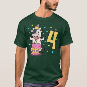 Ich bin 4 Jahre alt mit Kuh-Kindergeburtstag T-Shirt