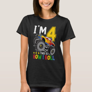 Ich bin 4 Jahre alt So Roll ich Monster Truck 4 T-Shirt
