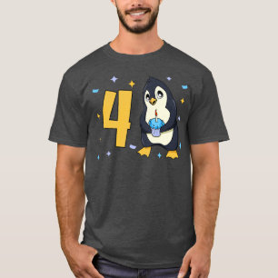 Ich bin 4 mit Pinguin Kindergeburtstag 4 Jahre alt T-Shirt